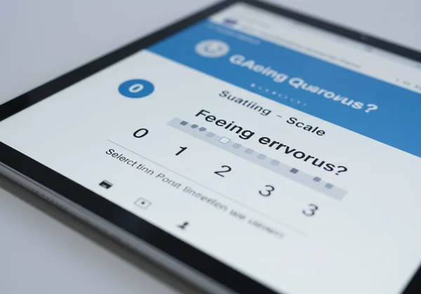 Tangkapan skrin antara muka soal selidik GAD-7 yang menunjukkan pilihan penilaian.