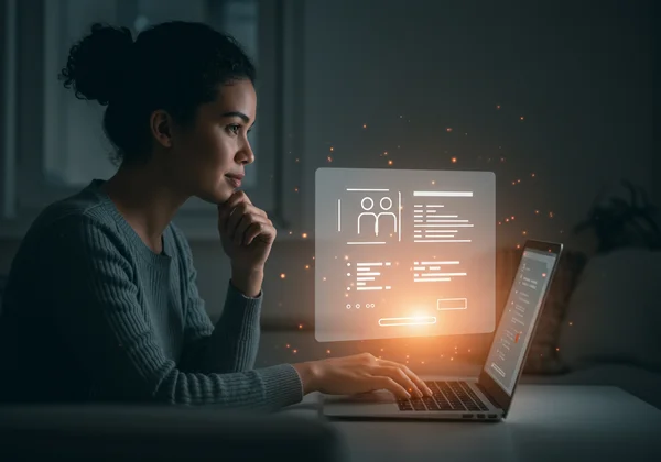 Seseorang mencari kejelasan dengan ujian kebimbangan dalam talian.