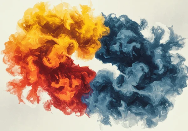 Perwakilan abstrak pertindihan kebimbangan dan kemurungan.