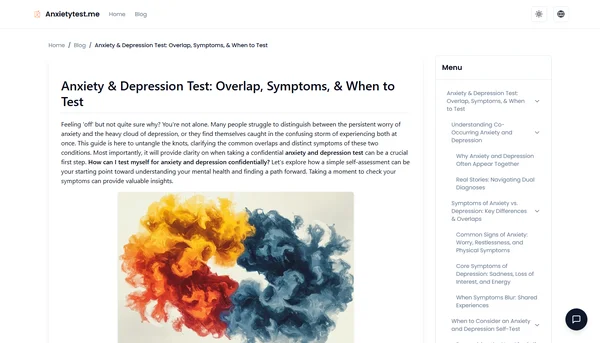 Anxiety & Depression Test: Overlap, Symptoms, & When to Test