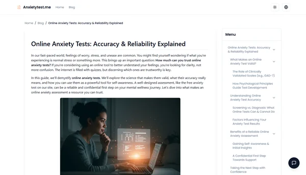 Online Anxiety Tests: Accuracy & Reliability Explained