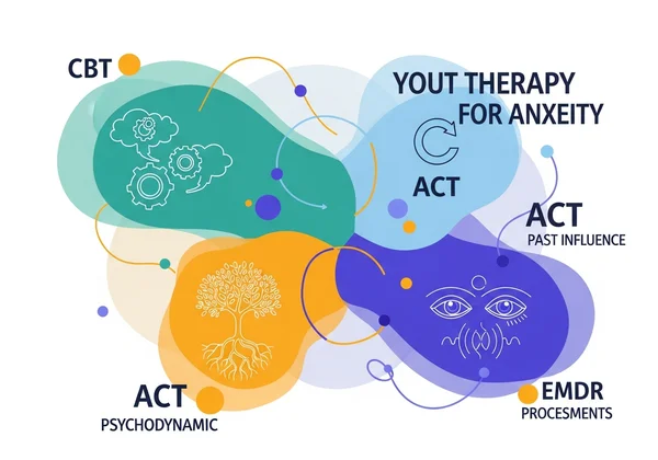 Abstract visualization of diverse therapy approaches.