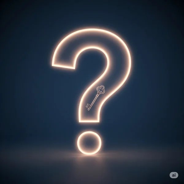 Imagen abstracta de un signo de interrogación sosteniendo una llave para obtener respuestas