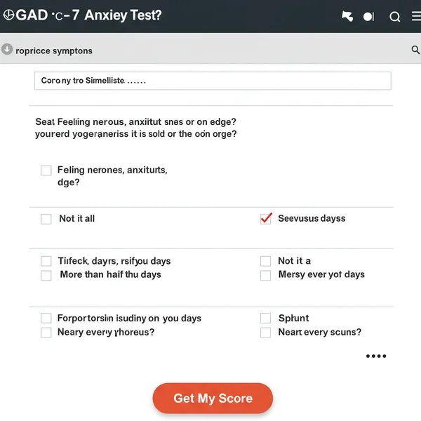 Screenshot of an online GAD-7 anxiety test interface