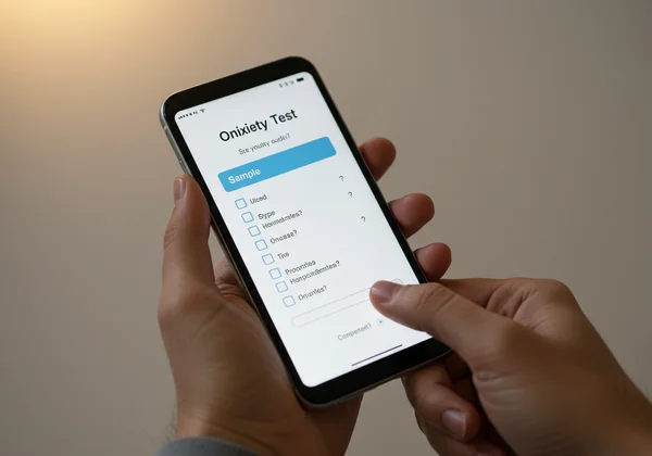 A user taking a confidential social anxiety test online.