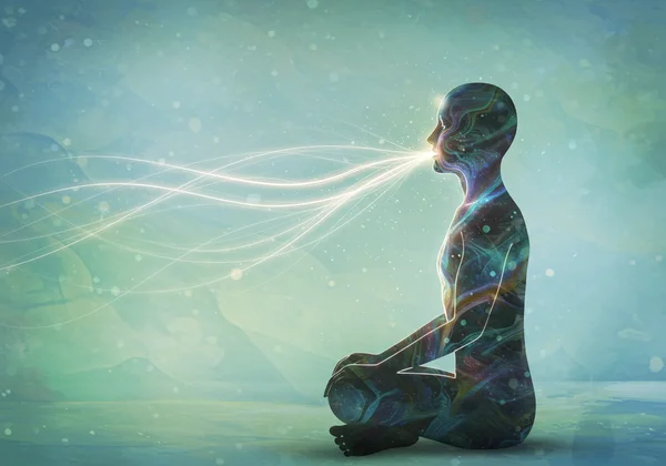 Person practicing a calming breathing exercise for anxiety.