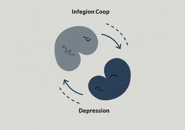 Anxiety and depression creating a cyclical feedback loop.