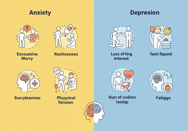 Side-by-side comparison of anxiety and depression symptoms.