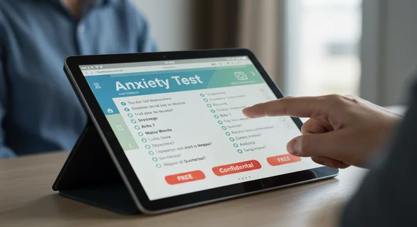 User completing an anonymous online anxiety test